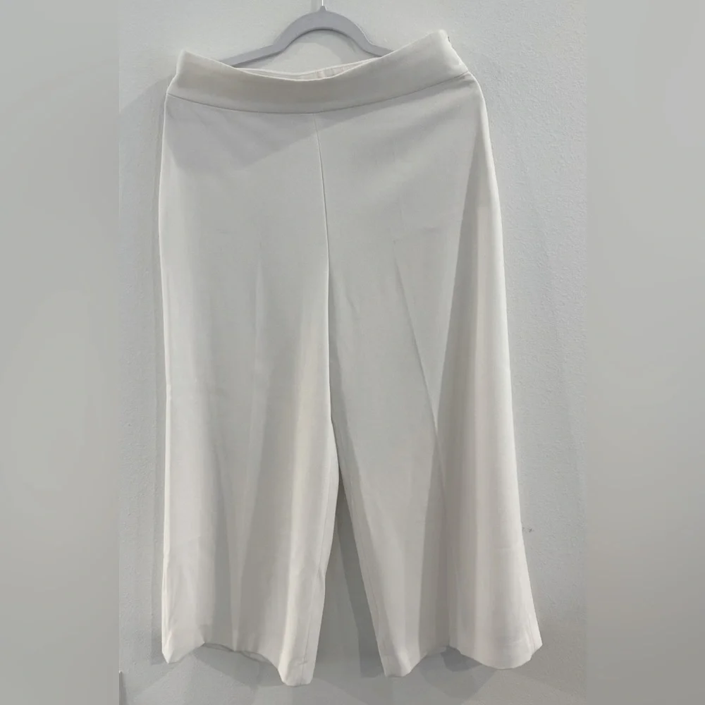 ZARA White High Waisted Wide Leg Culottes Pant - Picture 4 of 8
